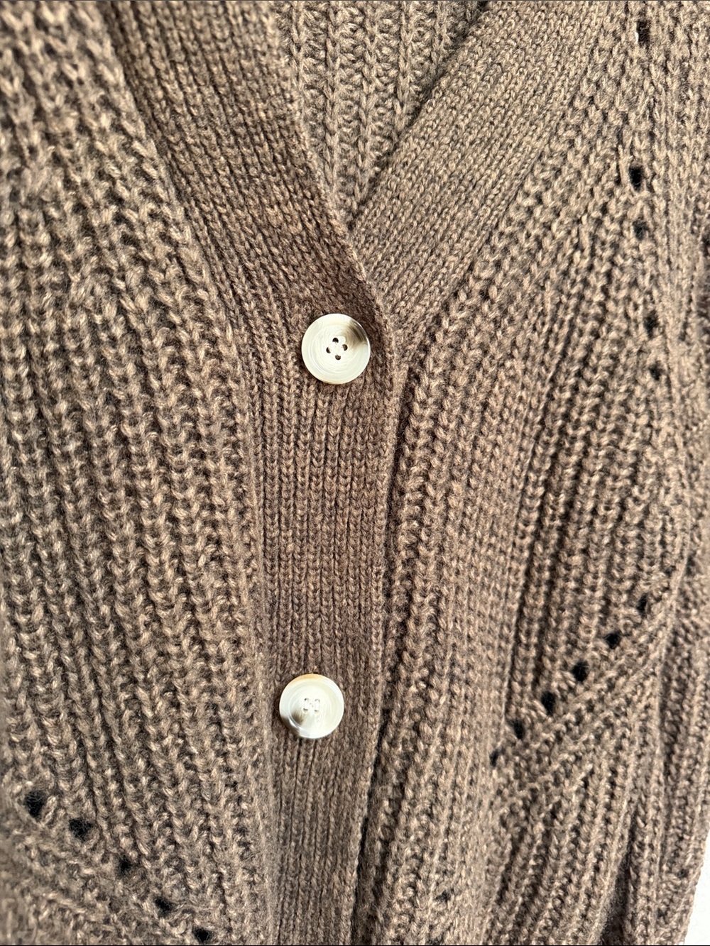 DRIFTWOOD Brown Chunky Knit Button-Front Cardigan - Picture 4 of 6